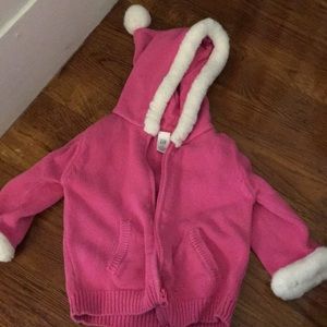 Faux fur tripped sweater hoodie